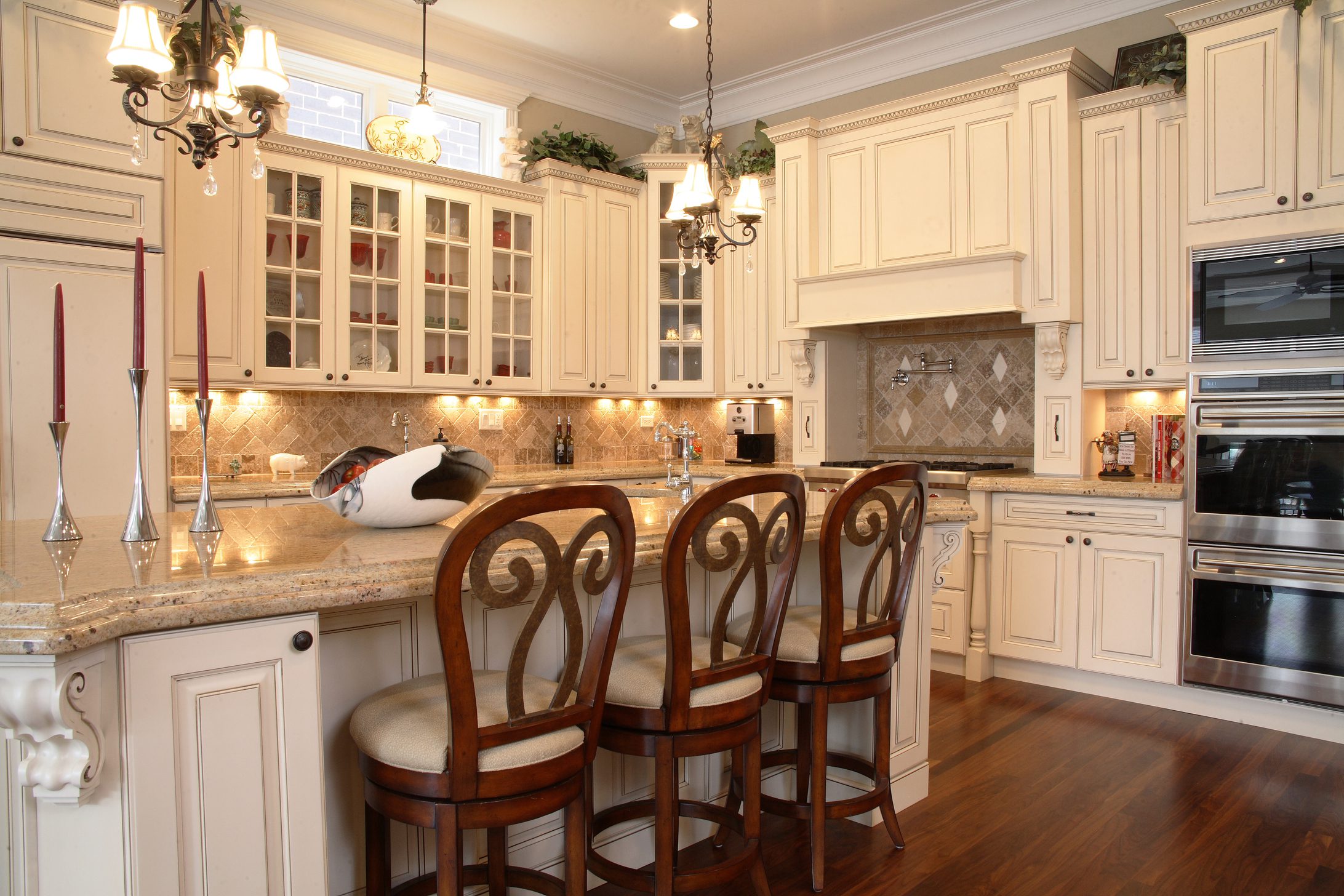 Luxurious kitchen featuring granite countertops