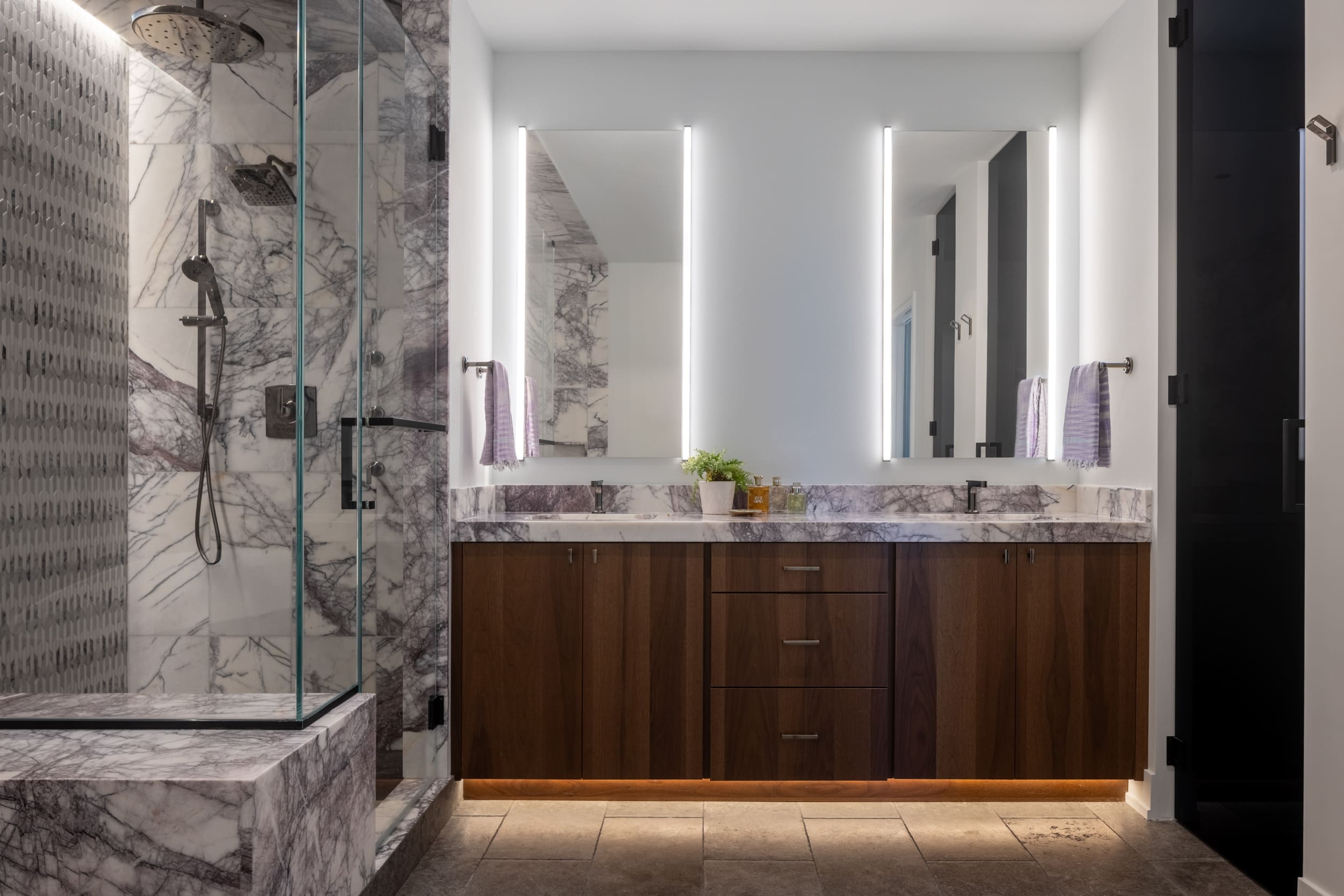 Modern bathroom with marble accents
