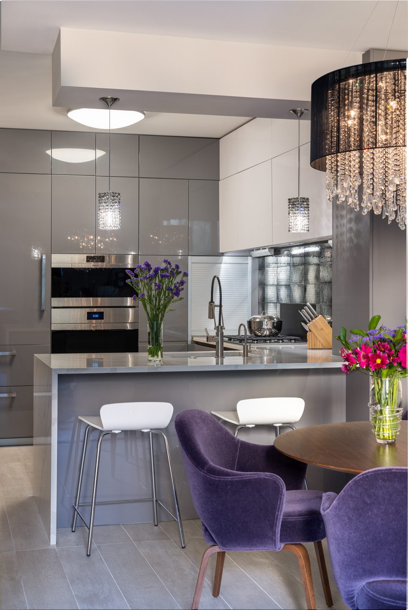 Modern kitchen with pendant lighting