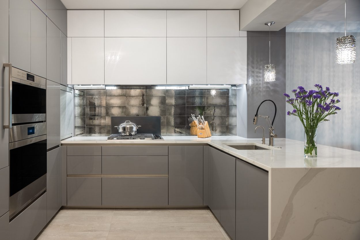Modern kitchen with stainless steel appliances