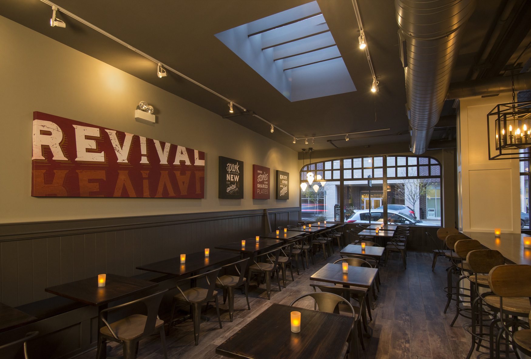 Stylish eatery with industrial decor