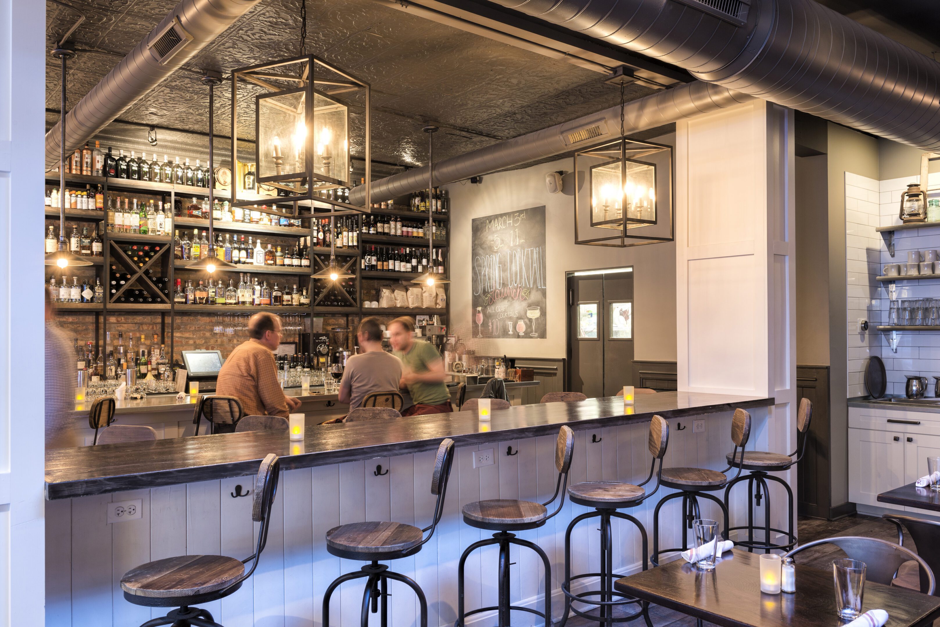 Cozy bar interior with patrons