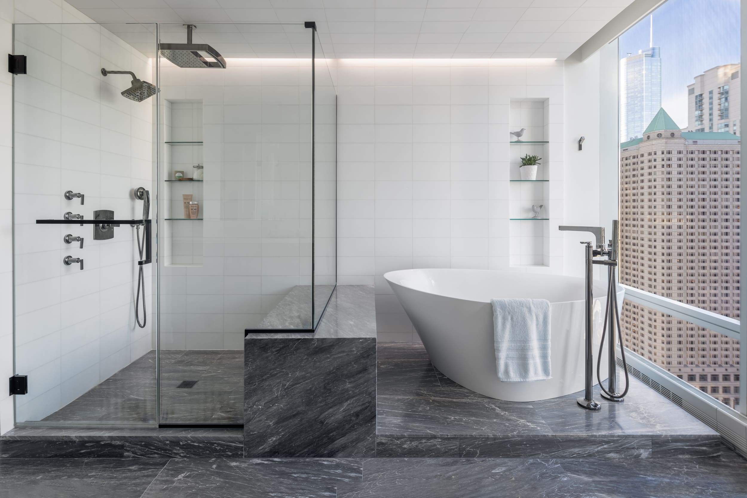 Elegant bathroom design with glass shower