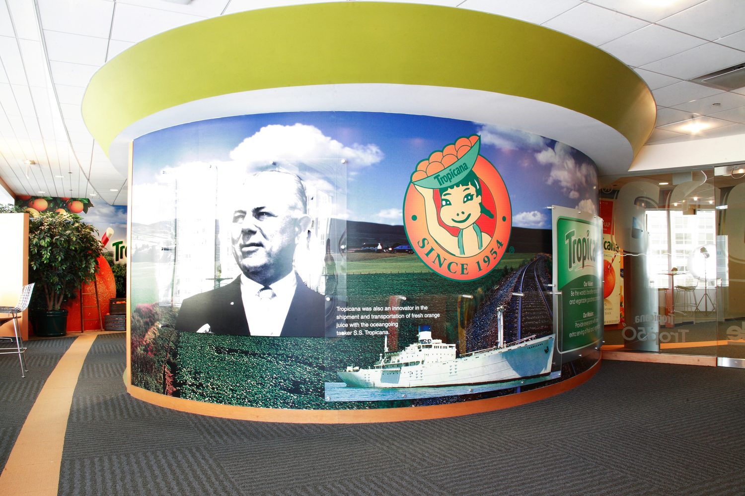 Large mural featuring historical imagery