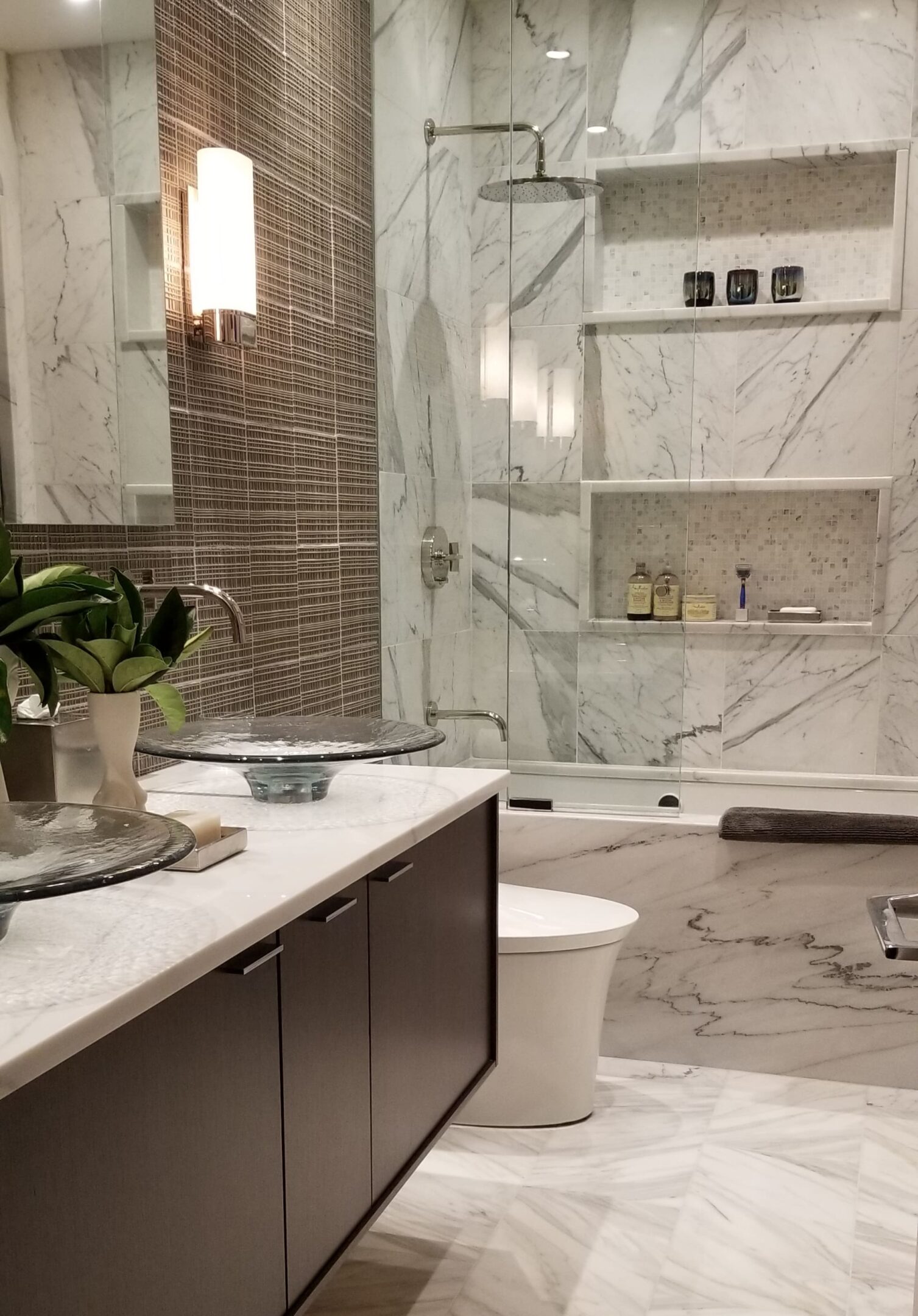 Luxurious bathroom featuring elegant decor