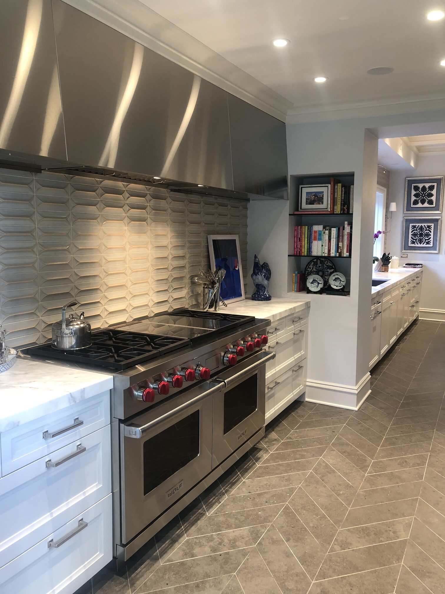 Contemporary kitchen featuring a large oven