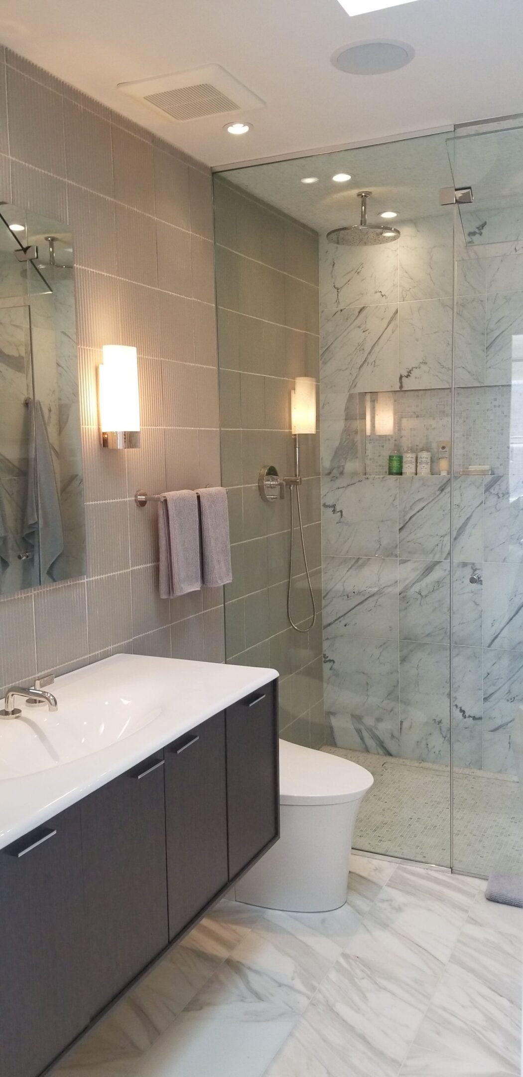 Modern bathroom with glass shower