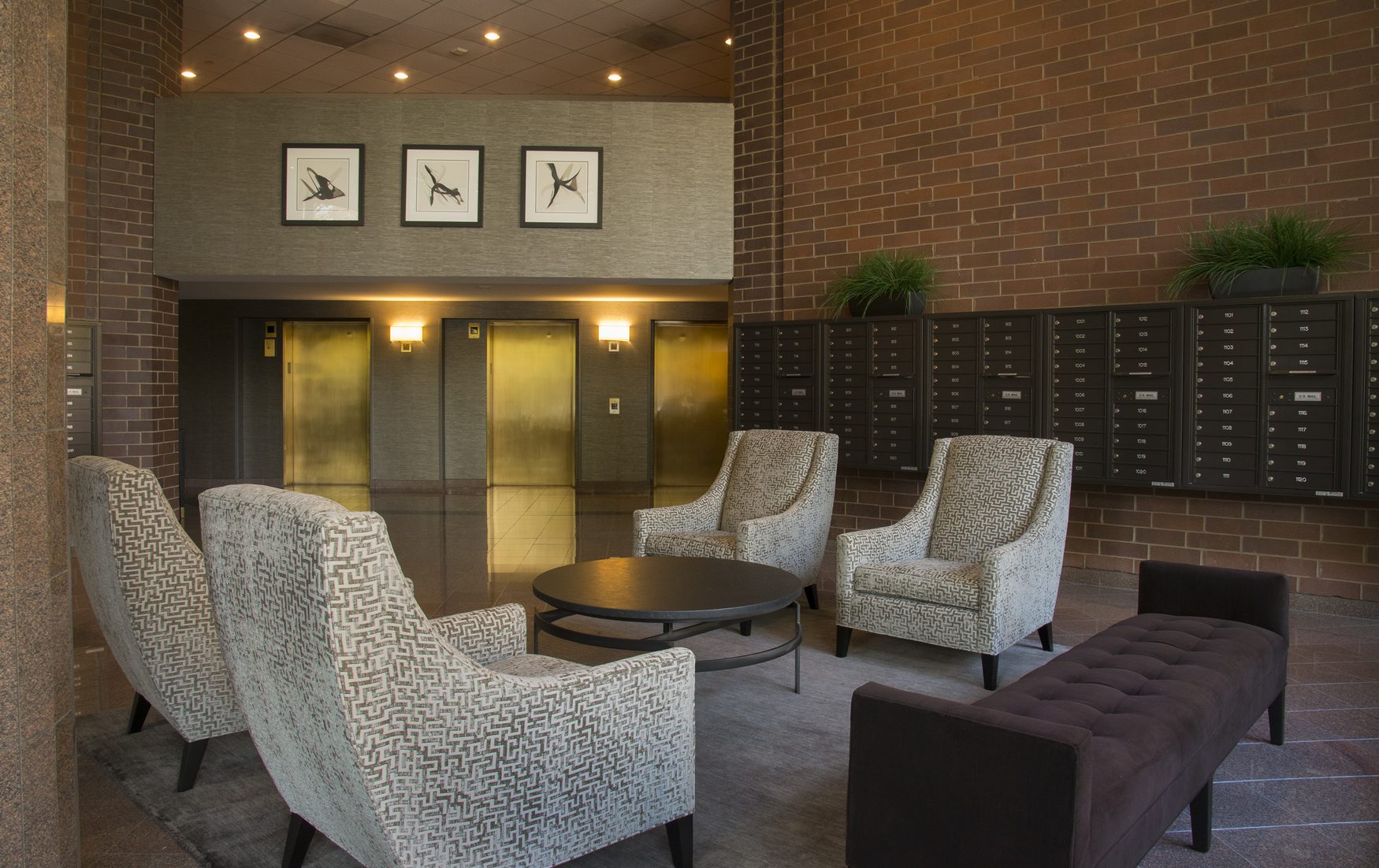 Modern lobby with seating area